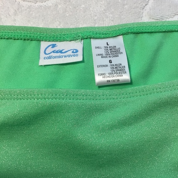 California Waves Shimmering Green Bikini Bottom - Size Large - Picture 2 of 5